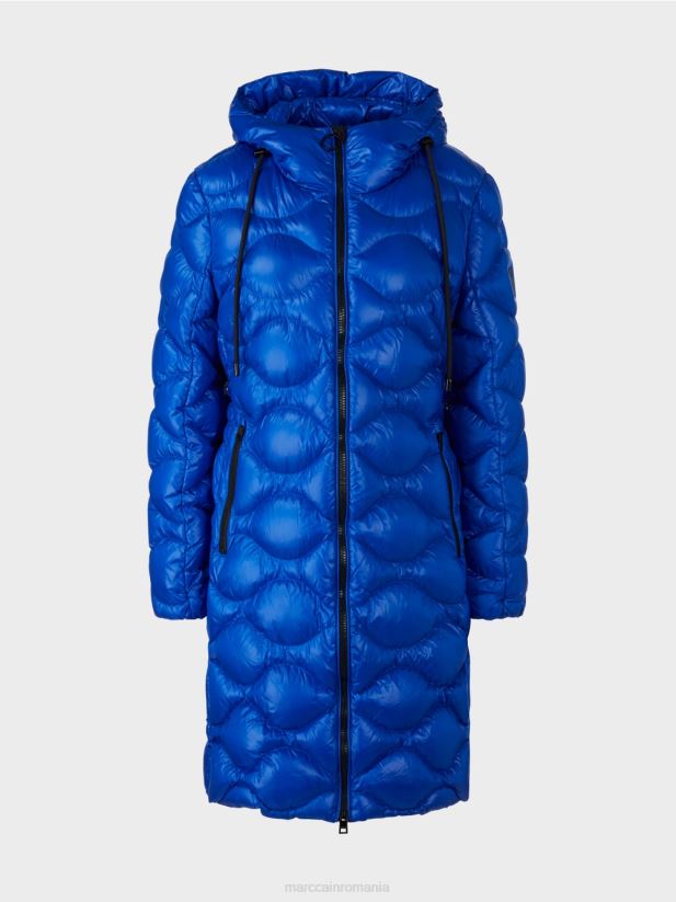 palton matlasat „rethink together”. Marc Cain albastru regal strălucitor îmbrăcăminte 4826HH221