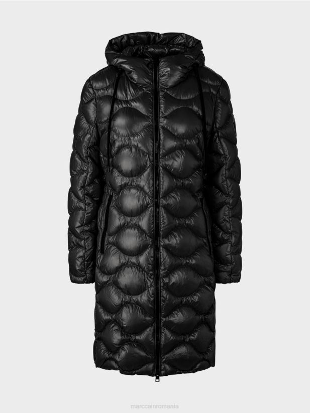 palton matlasat „rethink together”. Marc Cain negru îmbrăcăminte 4826HH245