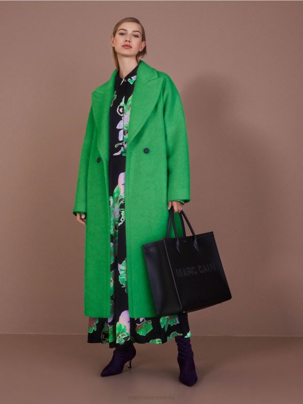 palton într-un aspect supradimensionat Marc Cain verde măr închis îmbrăcăminte 4826HH234
