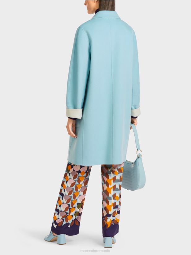 palton reversibil de lână Marc Cain albastru atmosferic îmbrăcăminte 4826HH298