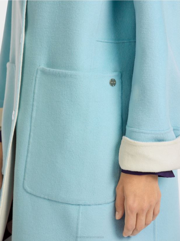 palton reversibil de lână Marc Cain albastru atmosferic îmbrăcăminte 4826HH298