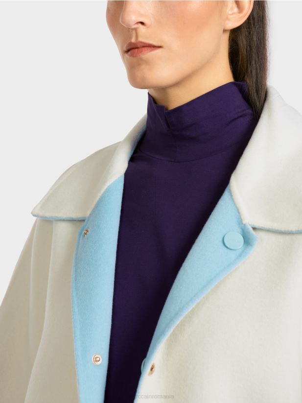 palton reversibil de lână Marc Cain albastru atmosferic îmbrăcăminte 4826HH298