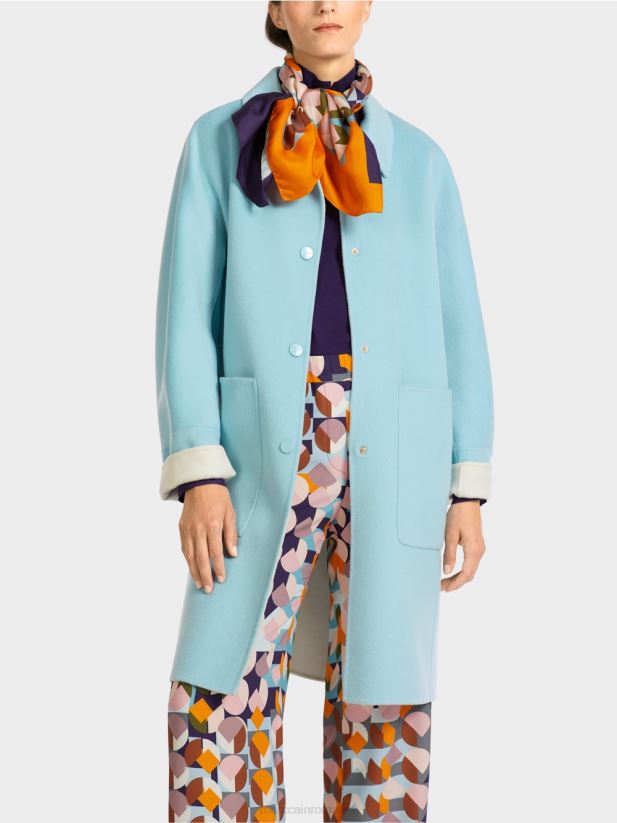 palton reversibil de lână Marc Cain albastru atmosferic îmbrăcăminte 4826HH298