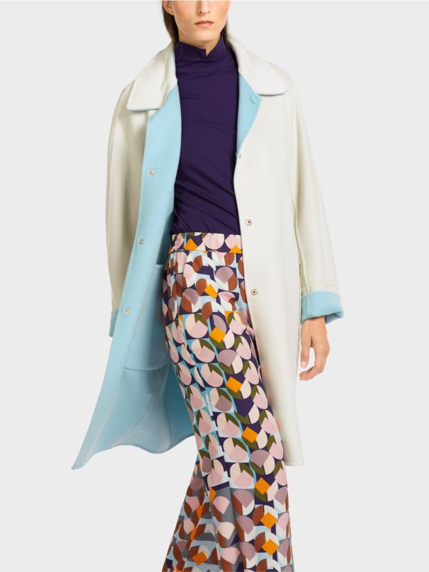 palton reversibil de lână Marc Cain albastru atmosferic îmbrăcăminte 4826HH298