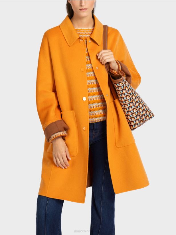palton reversibil de lână Marc Cain portocaliu limpede îmbrăcăminte 4826HH299