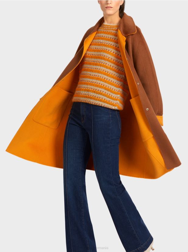 palton reversibil de lână Marc Cain portocaliu limpede îmbrăcăminte 4826HH299