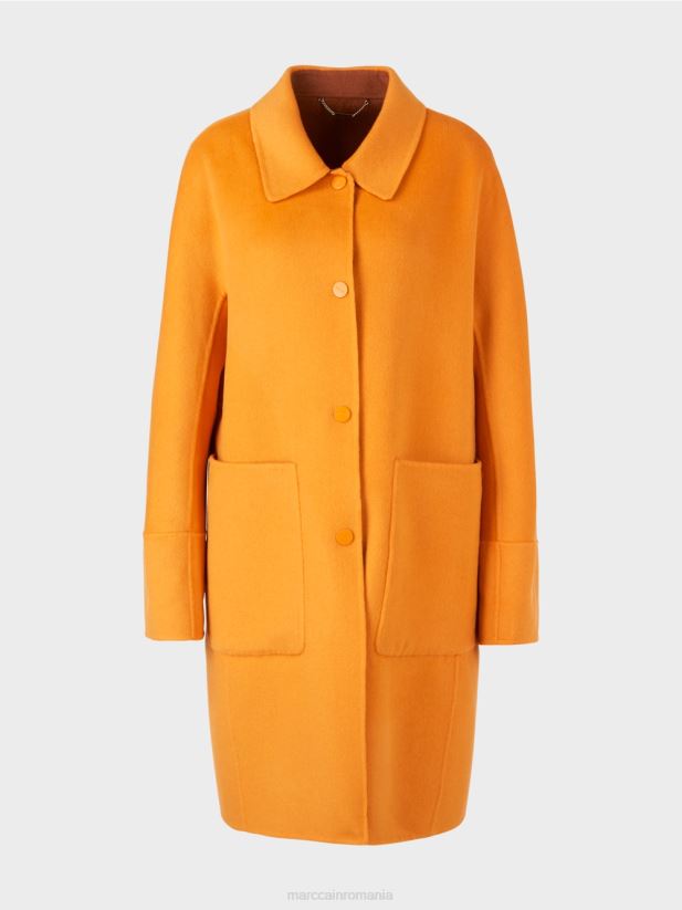palton reversibil de lână Marc Cain portocaliu limpede îmbrăcăminte 4826HH299