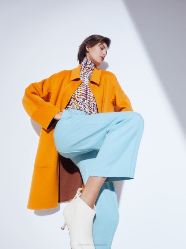 palton reversibil de lână Marc Cain portocaliu limpede îmbrăcăminte 4826HH299