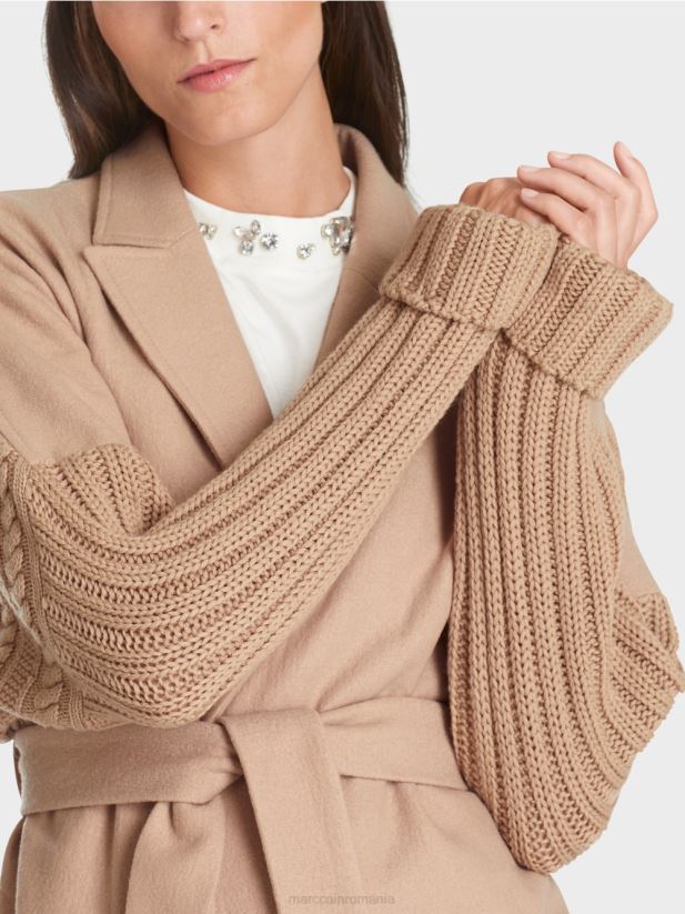 palton tricotat in germania Marc Cain caramel strălucitor îmbrăcăminte 4826HH252