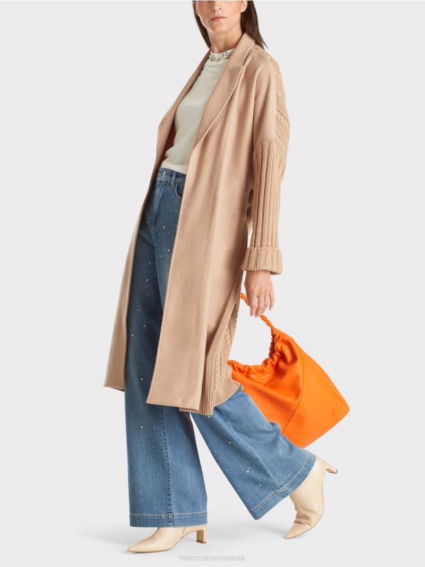 palton tricotat in germania Marc Cain caramel strălucitor îmbrăcăminte 4826HH252