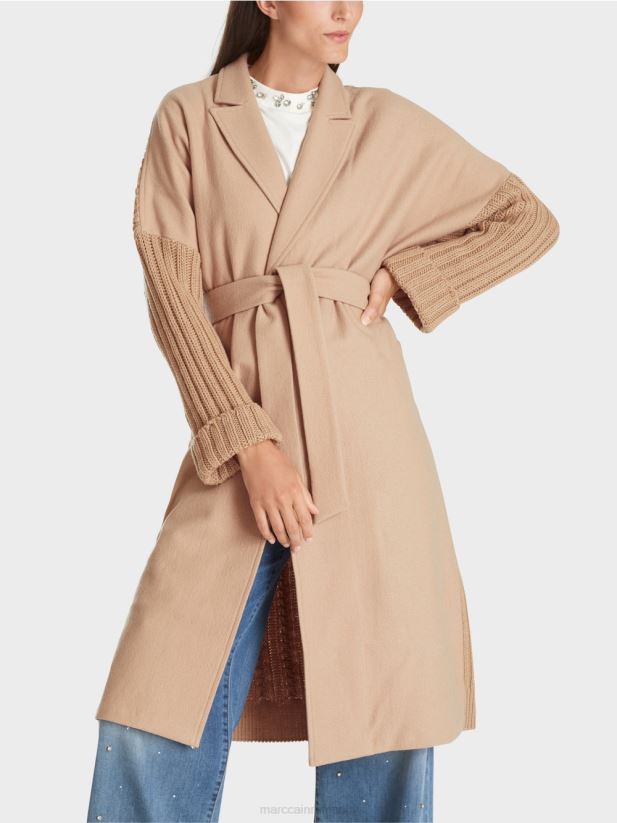 palton tricotat in germania Marc Cain caramel strălucitor îmbrăcăminte 4826HH252