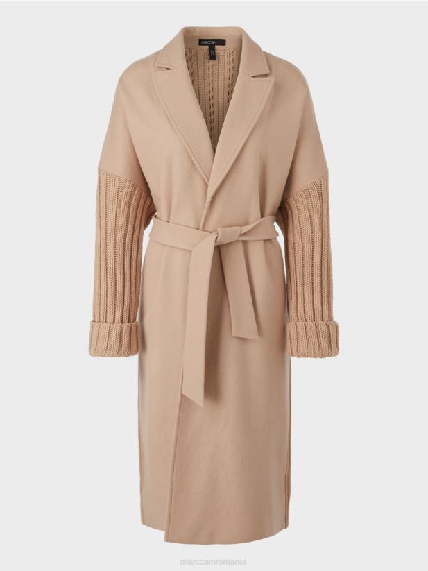 palton tricotat in germania Marc Cain caramel strălucitor îmbrăcăminte 4826HH252