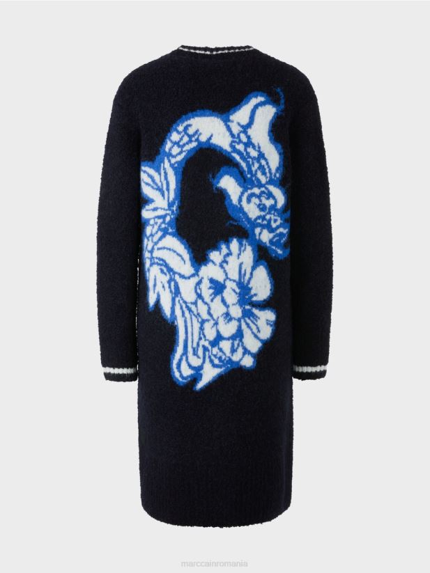 palton tricotat „rethink together”. Marc Cain albastru miezul nopții îmbrăcăminte 4826HH217