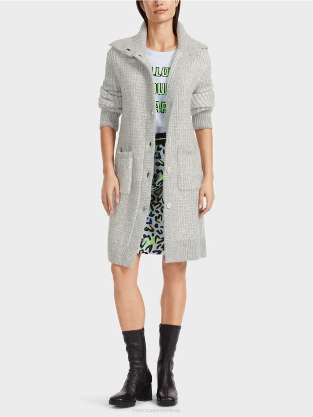 palton tricotat tricotat in germania Marc Cain gri argintiu îmbrăcăminte 4826HH256