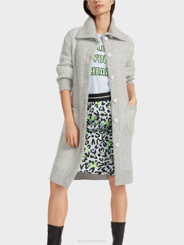palton tricotat tricotat in germania Marc Cain gri argintiu îmbrăcăminte 4826HH256