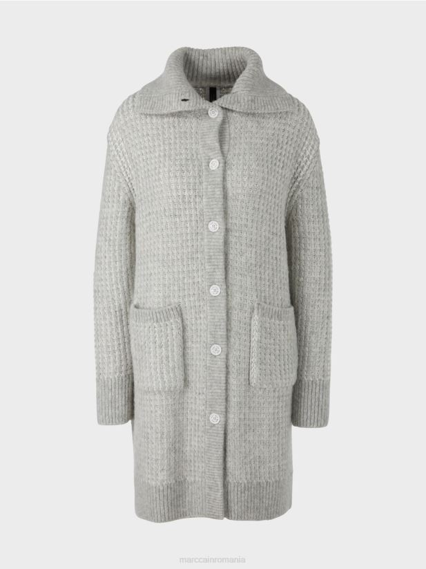 palton tricotat tricotat in germania Marc Cain gri argintiu îmbrăcăminte 4826HH256