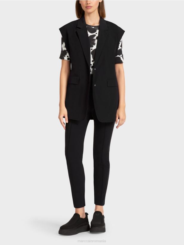 vestă cu rever și șnur Marc Cain negru îmbrăcăminte 4826HH282