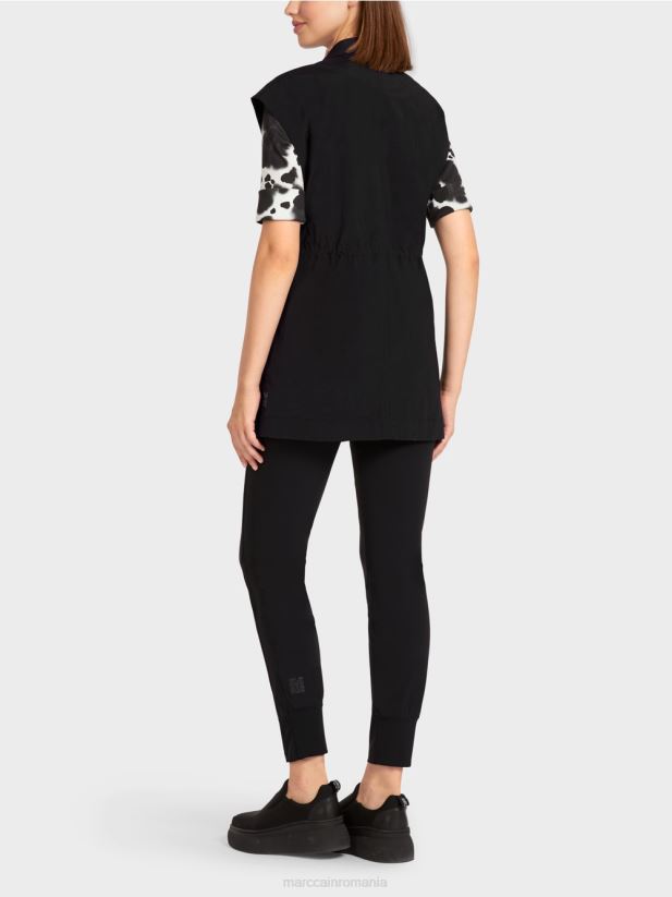 vestă cu rever și șnur Marc Cain negru îmbrăcăminte 4826HH282