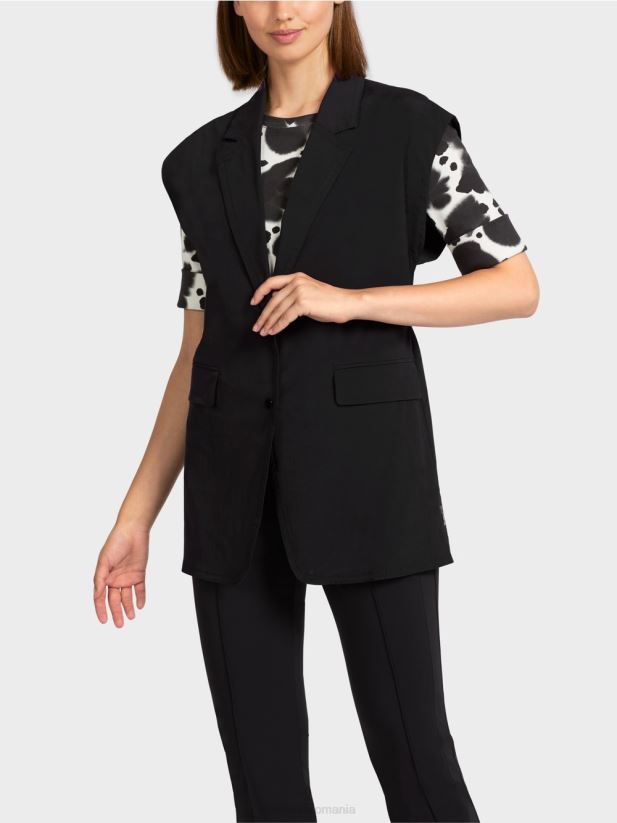 vestă cu rever și șnur Marc Cain negru îmbrăcăminte 4826HH282