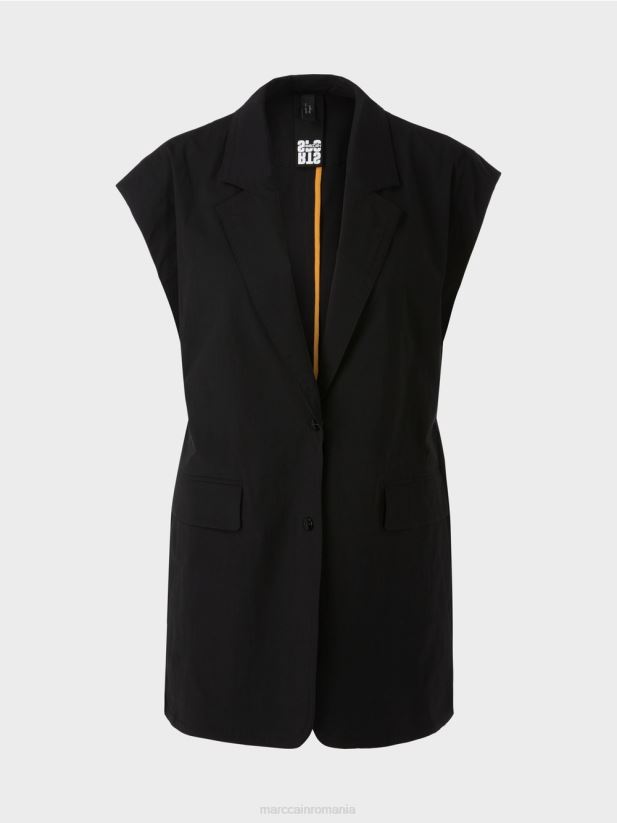 vestă cu rever și șnur Marc Cain negru îmbrăcăminte 4826HH282