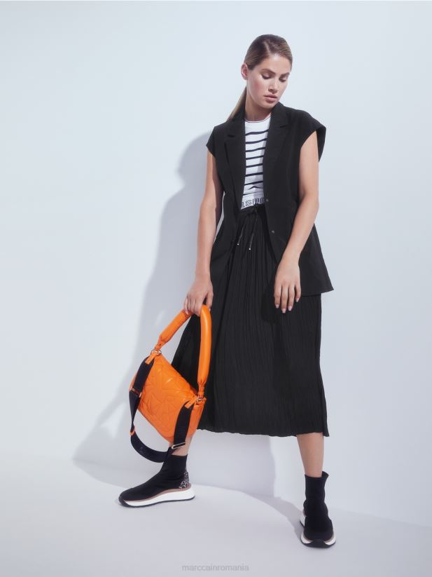 vestă cu rever și șnur Marc Cain negru îmbrăcăminte 4826HH282