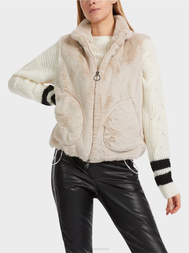 vestă de blană distractivă pufoasă Marc Cain lapte de migdale îmbrăcăminte 4826HH236