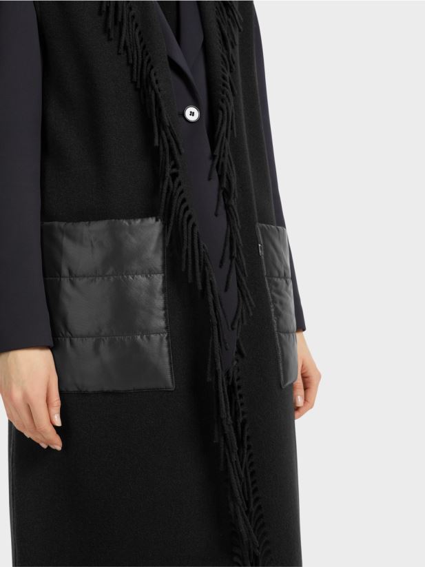 vestă lungă cu franjuri Marc Cain negru îmbrăcăminte 4826HH226