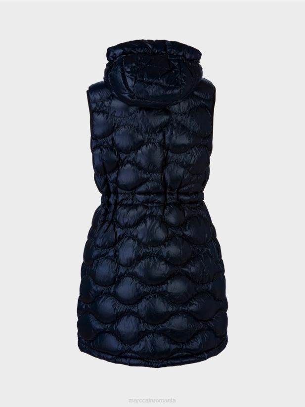 vestă matlasată lungă „rethink together”. Marc Cain albastru miezul nopții îmbrăcăminte 4826HH225