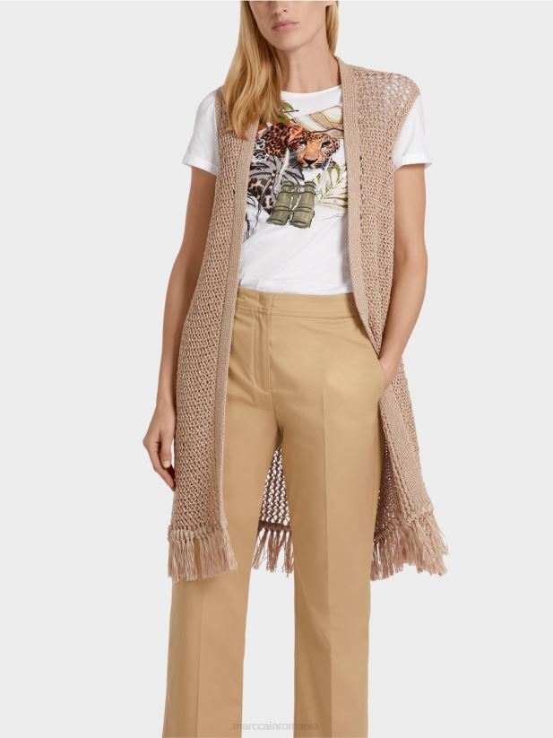 vestă tricotată „regândește împreună”. Marc Cain nisip adânc îmbrăcăminte 4826HH271