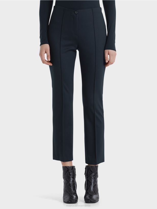 Pantaloni 7/8 din jerseu fin Marc Cain albastru miezul nopții îmbrăcăminte 4826HH743