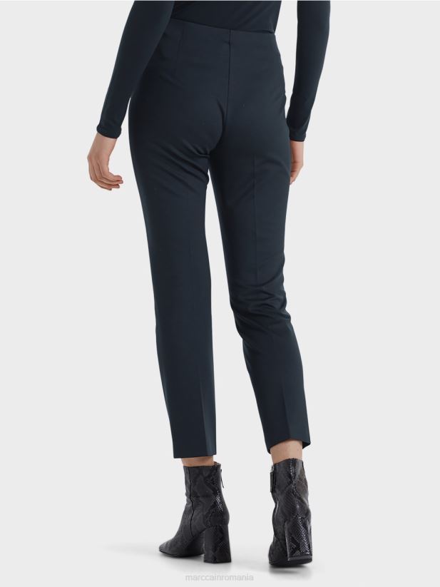 Pantaloni 7/8 din jerseu fin Marc Cain albastru miezul nopții îmbrăcăminte 4826HH743