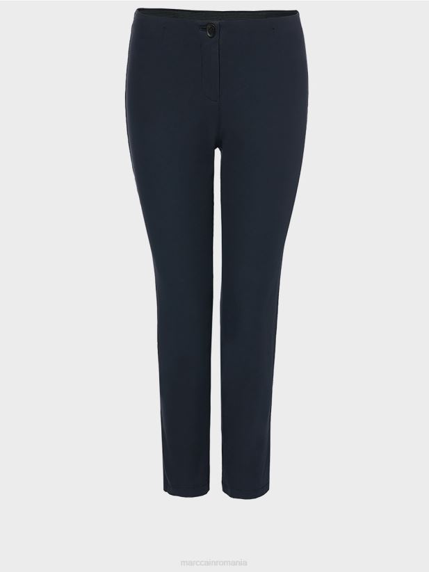 Pantaloni 7/8 din jerseu fin Marc Cain albastru miezul nopții îmbrăcăminte 4826HH743
