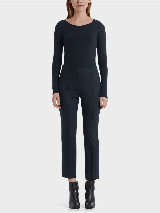 Pantaloni 7/8 din jerseu fin Marc Cain albastru miezul nopții îmbrăcăminte 4826HH743