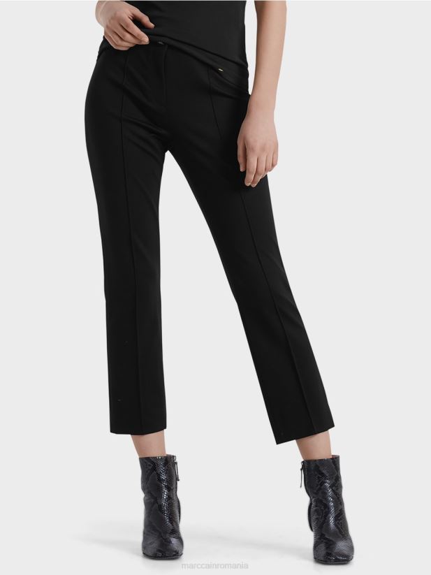 Pantaloni 7/8 din jerseu fin Marc Cain negru îmbrăcăminte 4826HH742