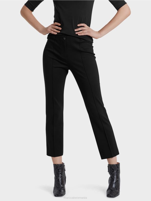 Pantaloni 7/8 din jerseu fin Marc Cain negru îmbrăcăminte 4826HH742