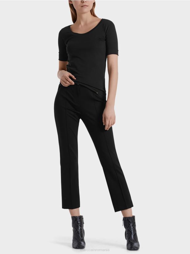 Pantaloni 7/8 din jerseu fin Marc Cain negru îmbrăcăminte 4826HH742