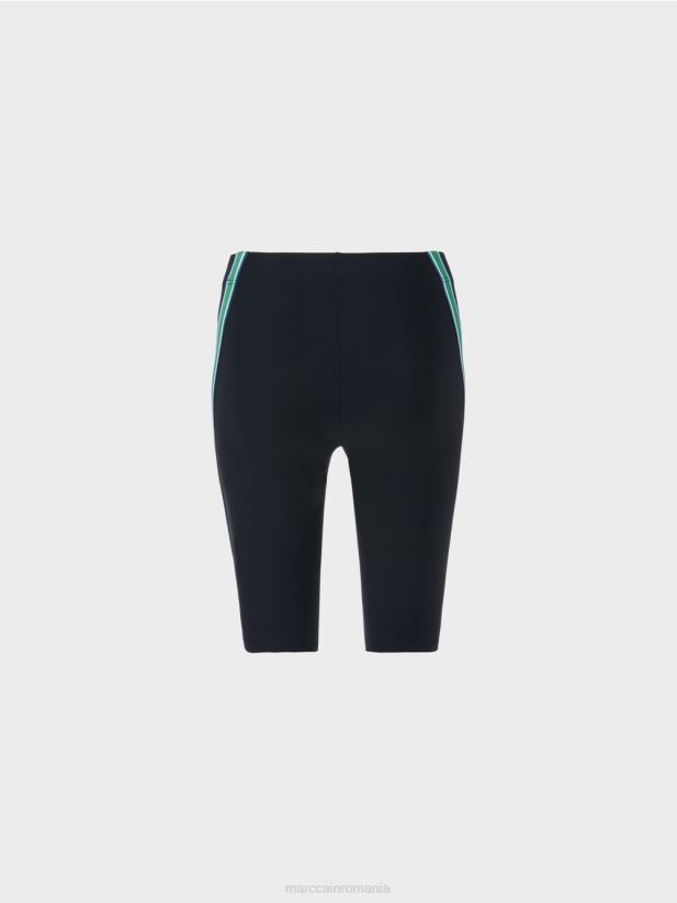 figura îmbrățișând pantaloni scurți cu panglică cu snur Marc Cain albastru miezul nopții îmbrăcăminte 4826HH604