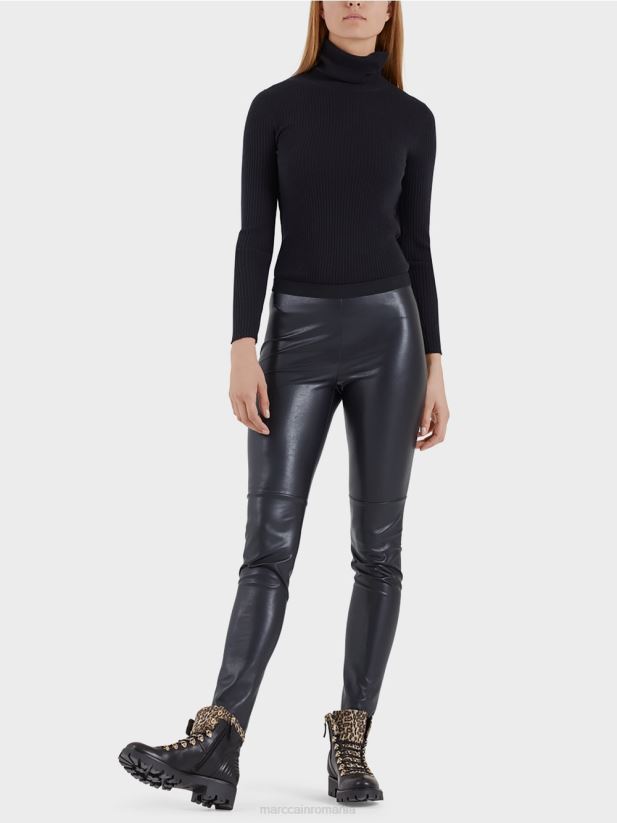 jambiere din piele artificiala Marc Cain albastru miezul nopții îmbrăcăminte 4826HH744