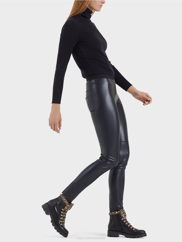 jambiere din piele artificiala Marc Cain albastru miezul nopții îmbrăcăminte 4826HH744