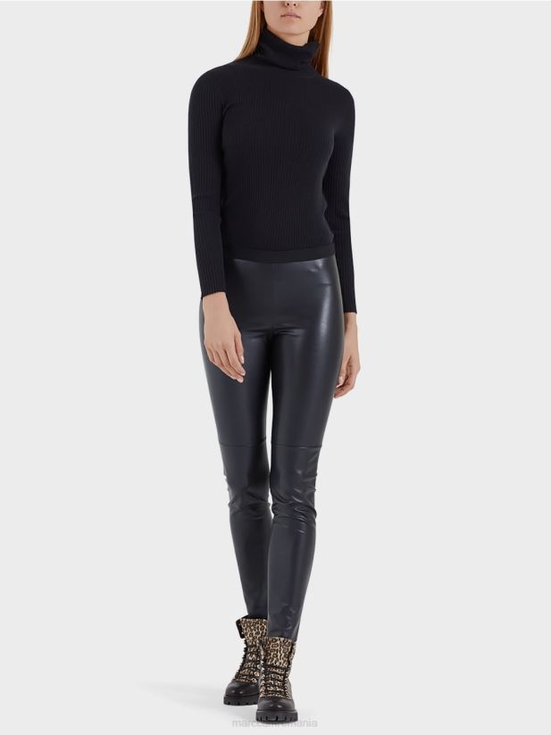 jambiere din piele artificiala Marc Cain albastru miezul nopții îmbrăcăminte 4826HH744