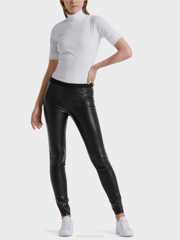 jambiere din piele artificiala Marc Cain negru îmbrăcăminte 4826HH745