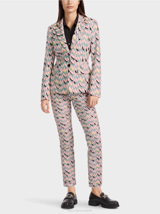 pantaloni Sydney cu design grafic Marc Cain albastru închis la cer îmbrăcăminte 4826HH589