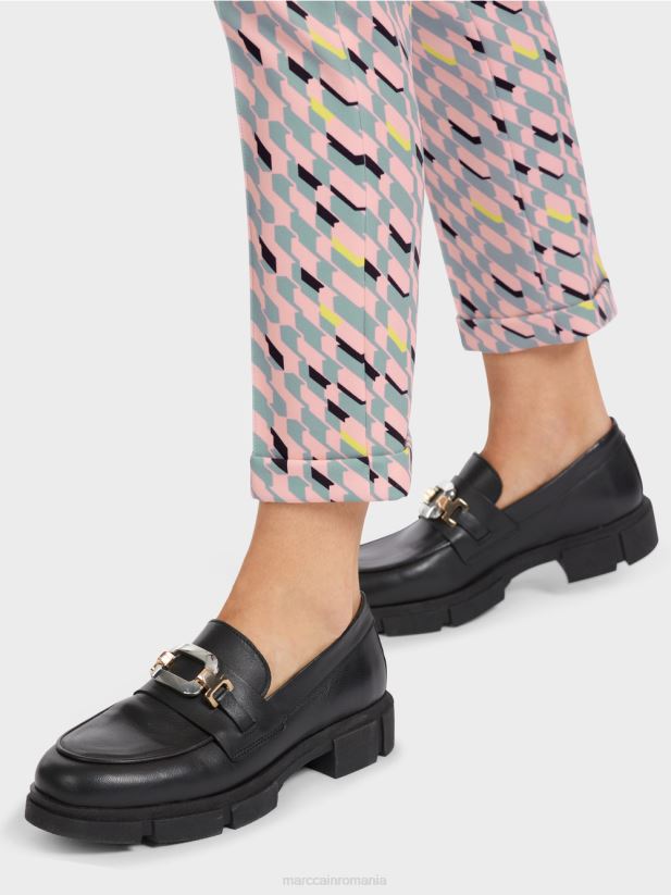 pantaloni Sydney cu design grafic Marc Cain albastru închis la cer îmbrăcăminte 4826HH589