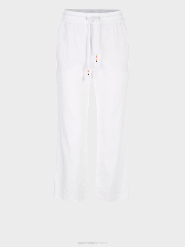 pantaloni casual de vară într-un amestec de in Marc Cain alb îmbrăcăminte 4826HH626