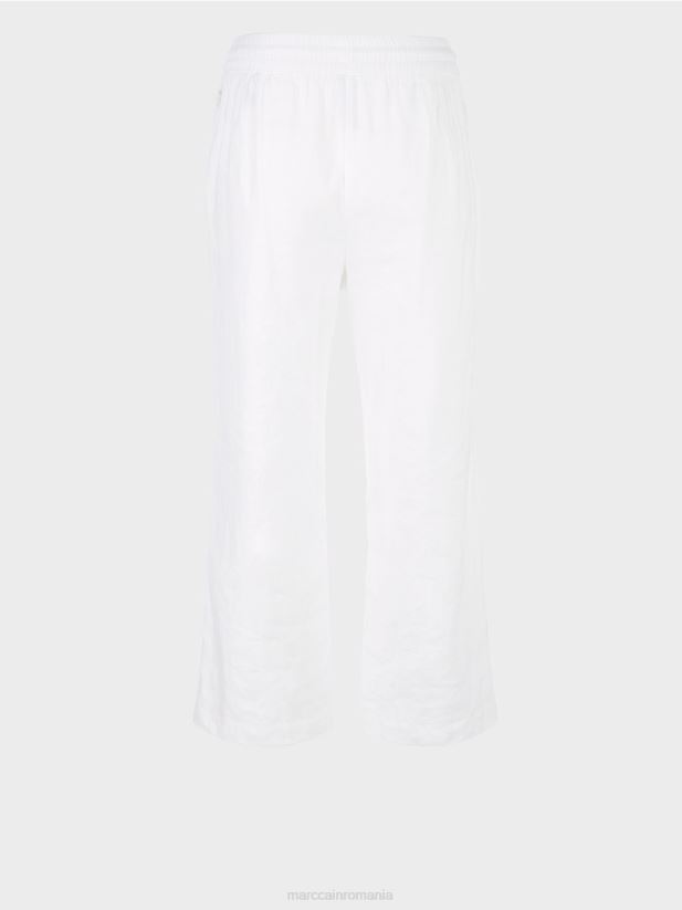 pantaloni casual de vară într-un amestec de in Marc Cain alb îmbrăcăminte 4826HH626