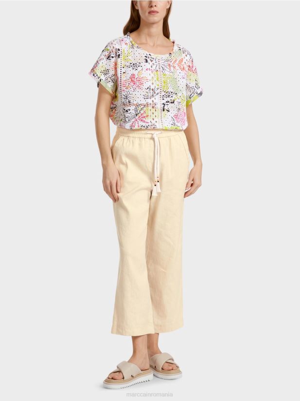 pantaloni casual de vară într-un amestec de in Marc Cain lenjerie moale îmbrăcăminte 4826HH629