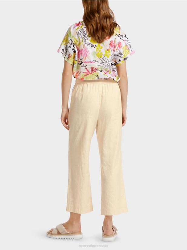 pantaloni casual de vară într-un amestec de in Marc Cain lenjerie moale îmbrăcăminte 4826HH629