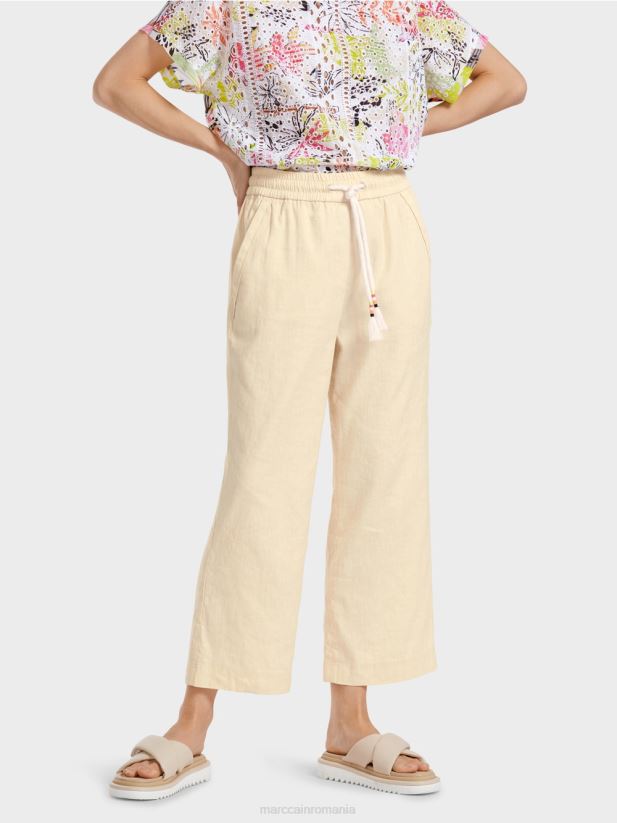 pantaloni casual de vară într-un amestec de in Marc Cain lenjerie moale îmbrăcăminte 4826HH629