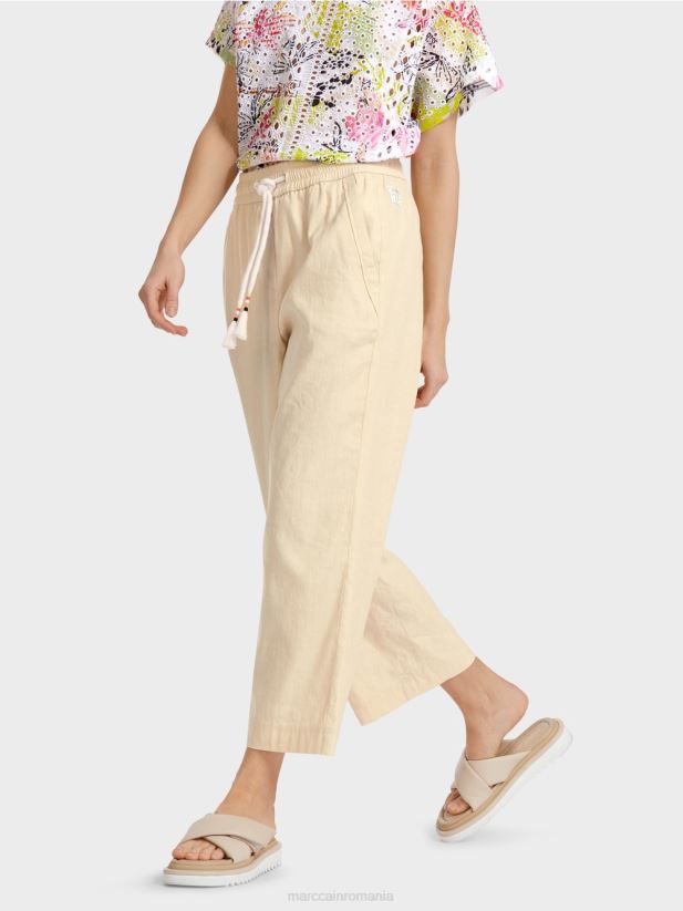 pantaloni casual de vară într-un amestec de in Marc Cain lenjerie moale îmbrăcăminte 4826HH629