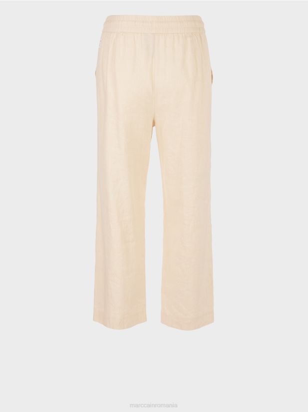 pantaloni casual de vară într-un amestec de in Marc Cain lenjerie moale îmbrăcăminte 4826HH629